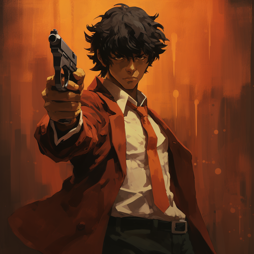 Cowboy Bebop character shooting pistol