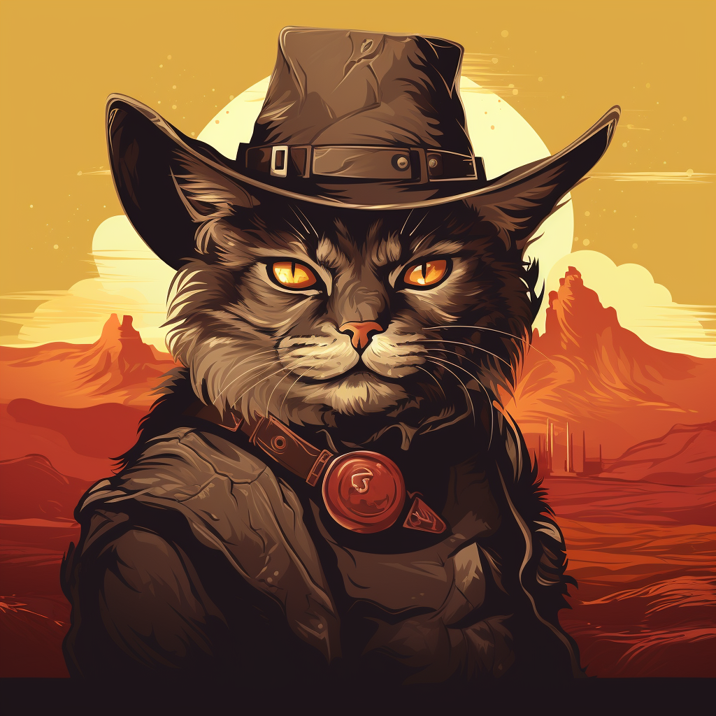 Cowboy Outlaw with Cat in a Hat