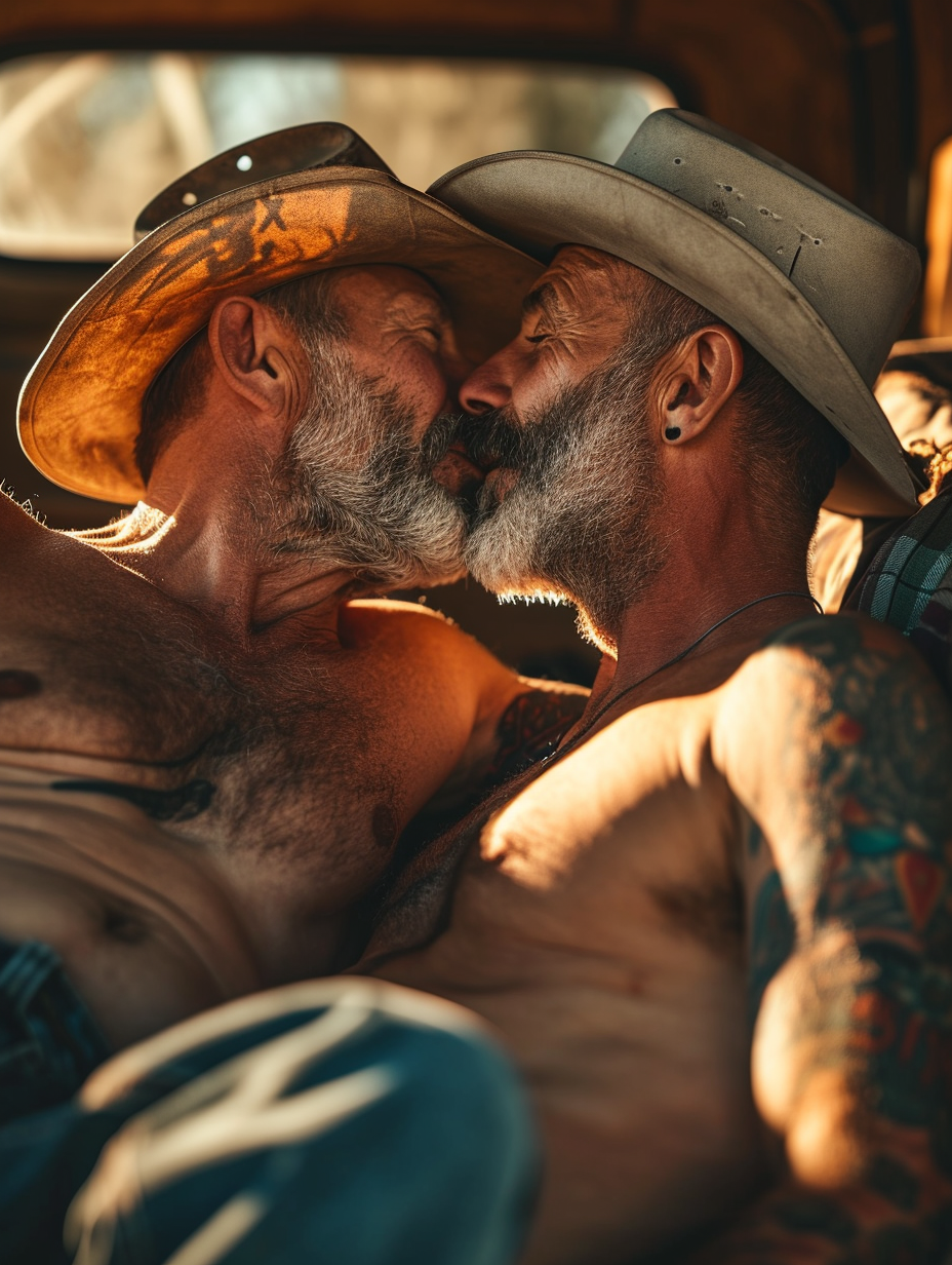 Two muscular cowboys in love