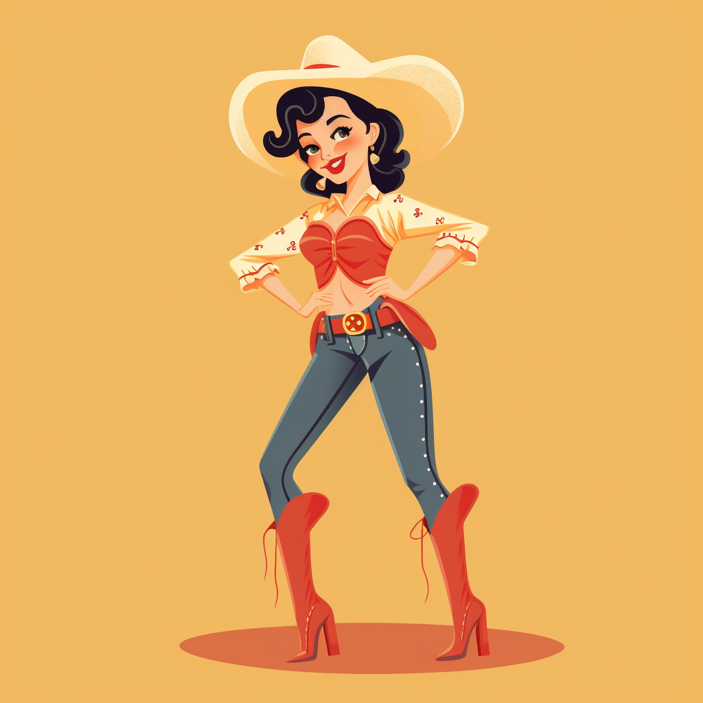 Retro cowgirl cartoon character