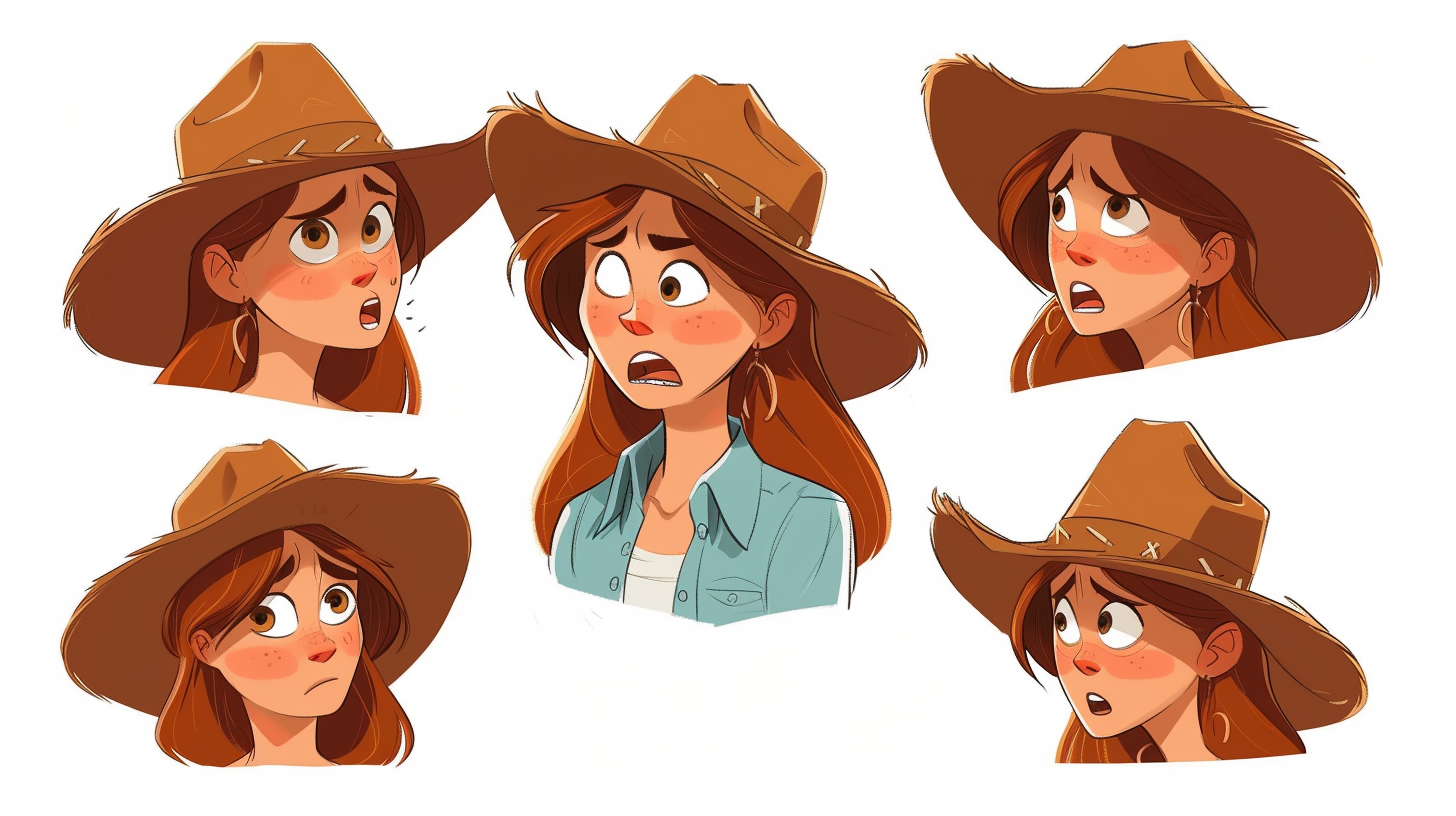 Cowgirl Expressions on White Background