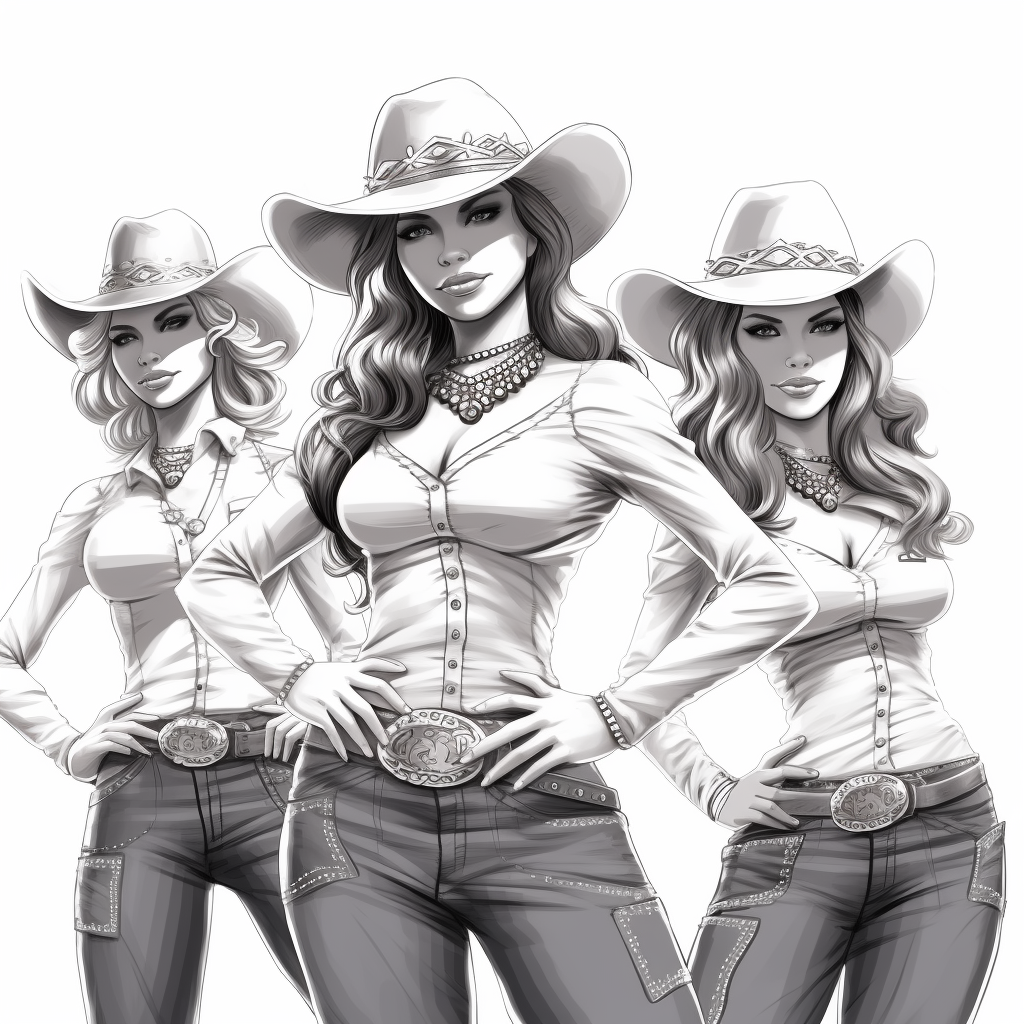 Illustration of Beautiful Cowgirls