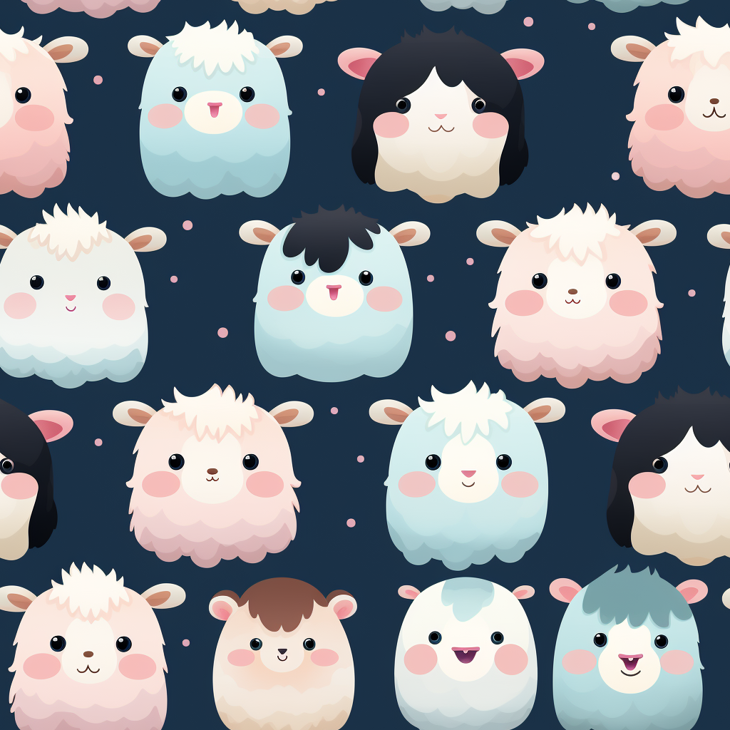 Cute cows in kawaii pattern