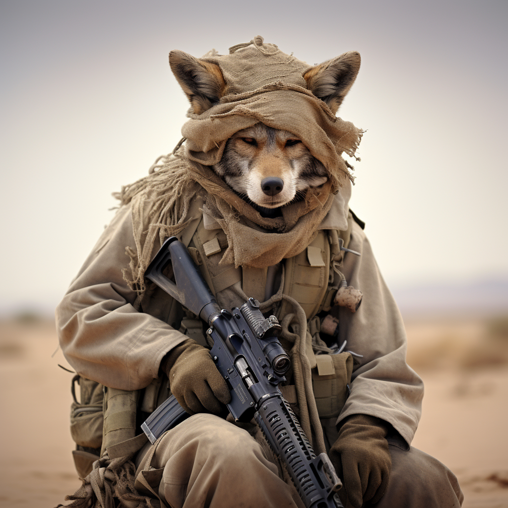 Coyote soldier in combat gear