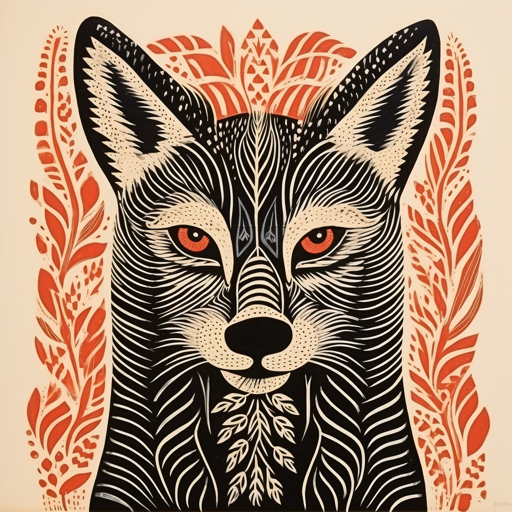 Coyote Folk Art Print