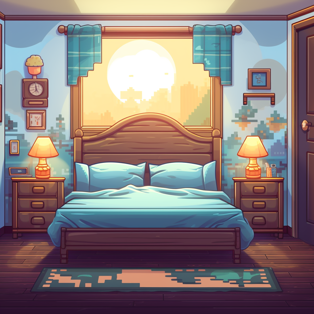 Cozy Bedroom Pixel Art Front View