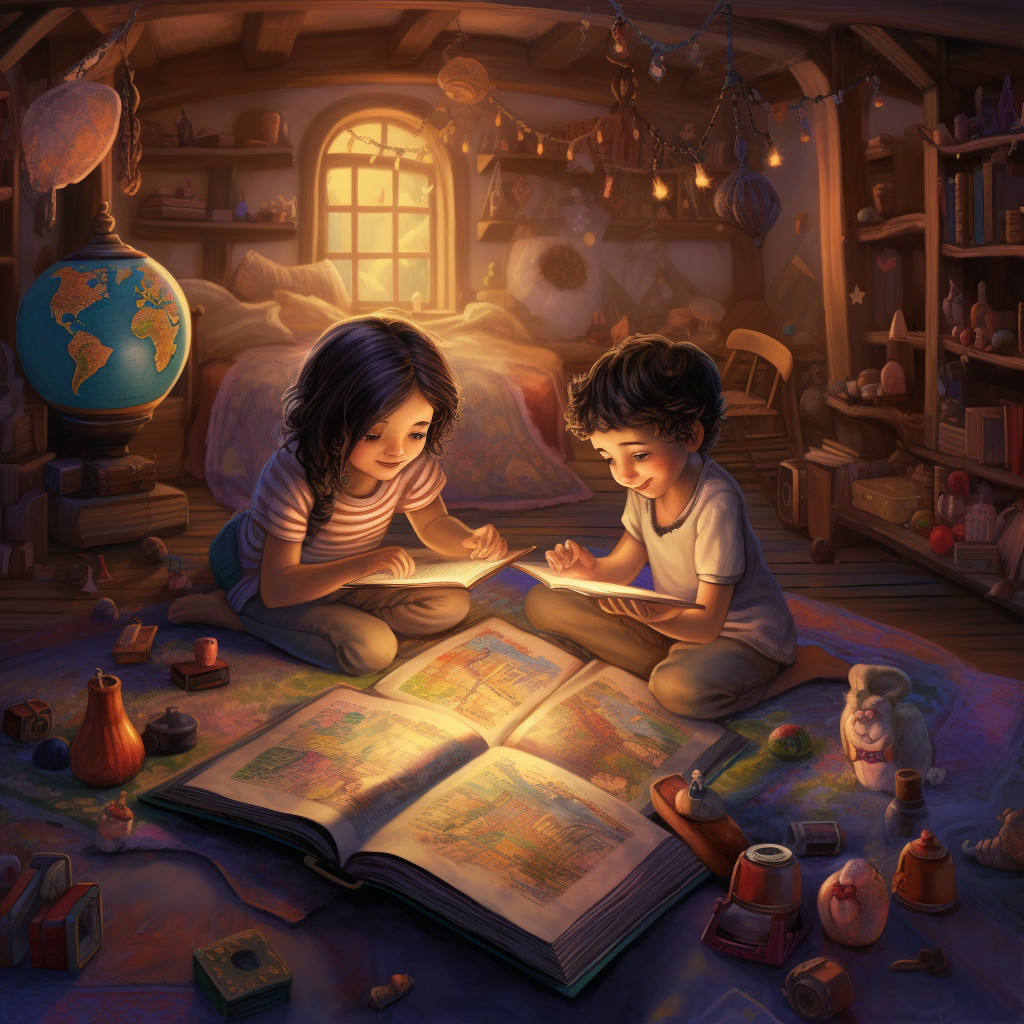 Children playing with toys in cozy bedroom