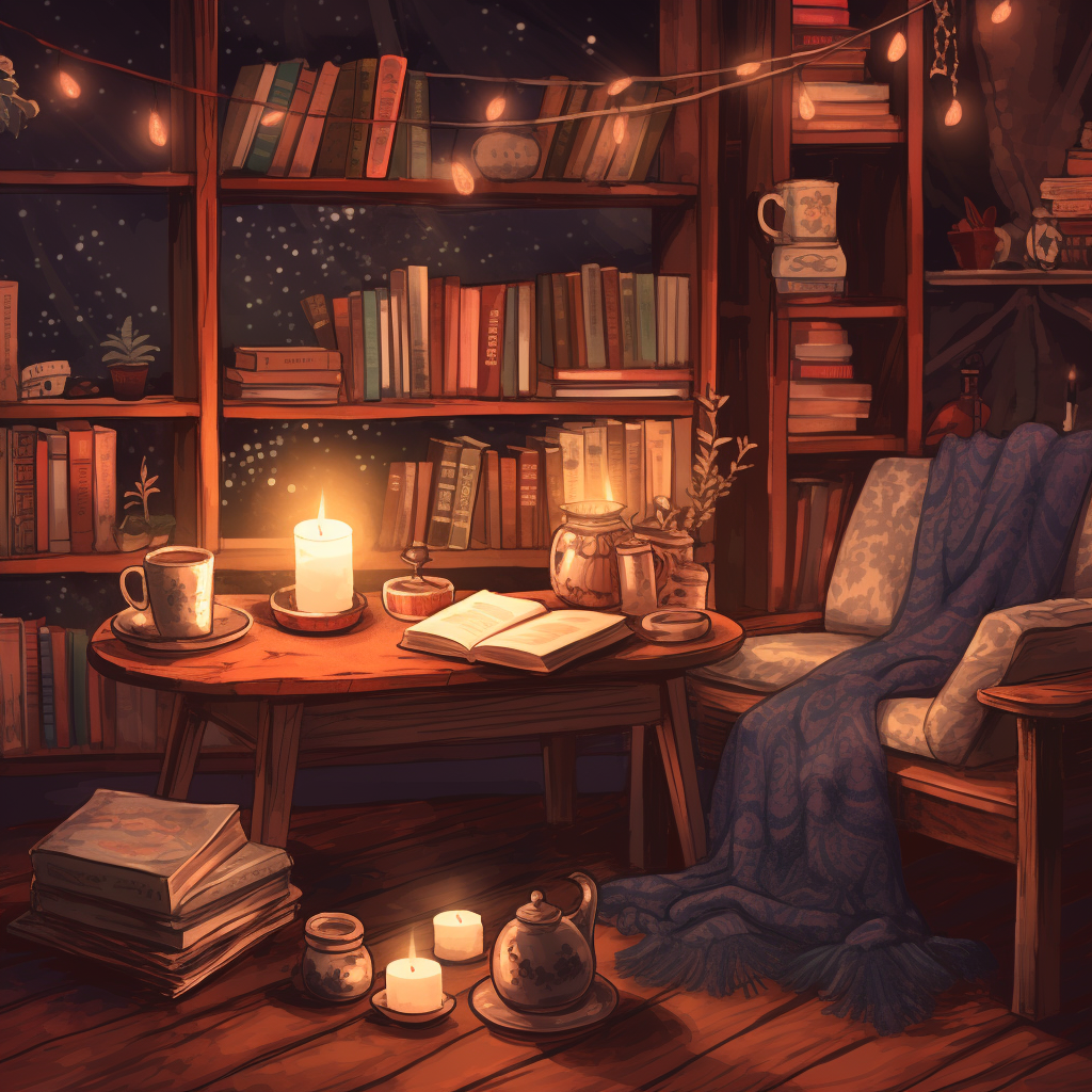 Cozy corner in a bookstore