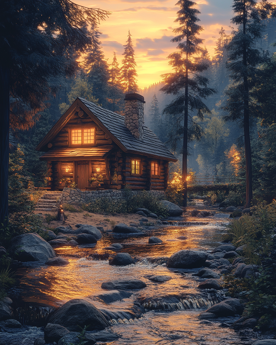 Cozy Log Cabin in Pine Trees