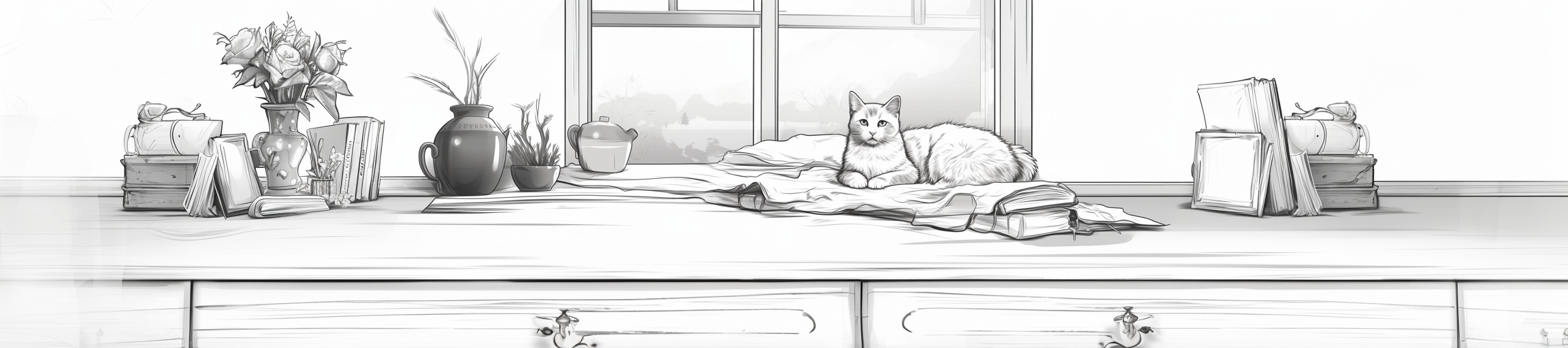 Illustration of a Round Cat Sleeping in Cozy Living Room