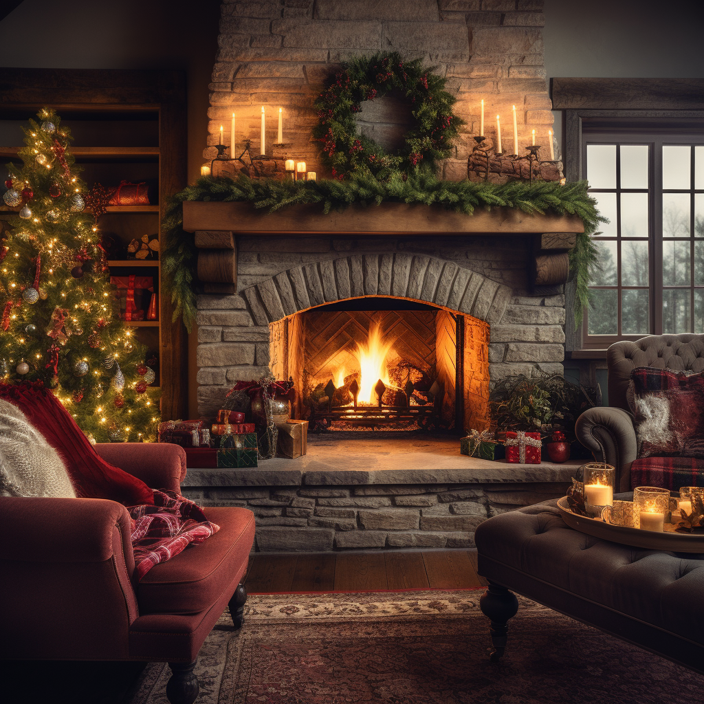 Cozy living room with Christmas decorations