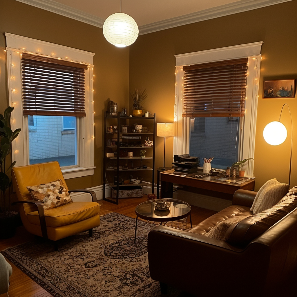 Cozy and inviting psychologist's office