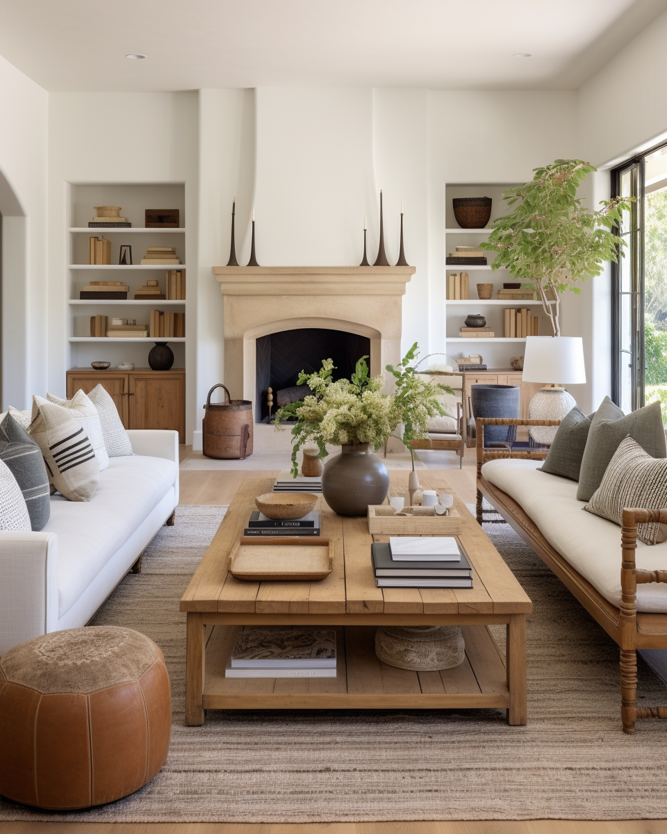 Cozy living room interior in American house