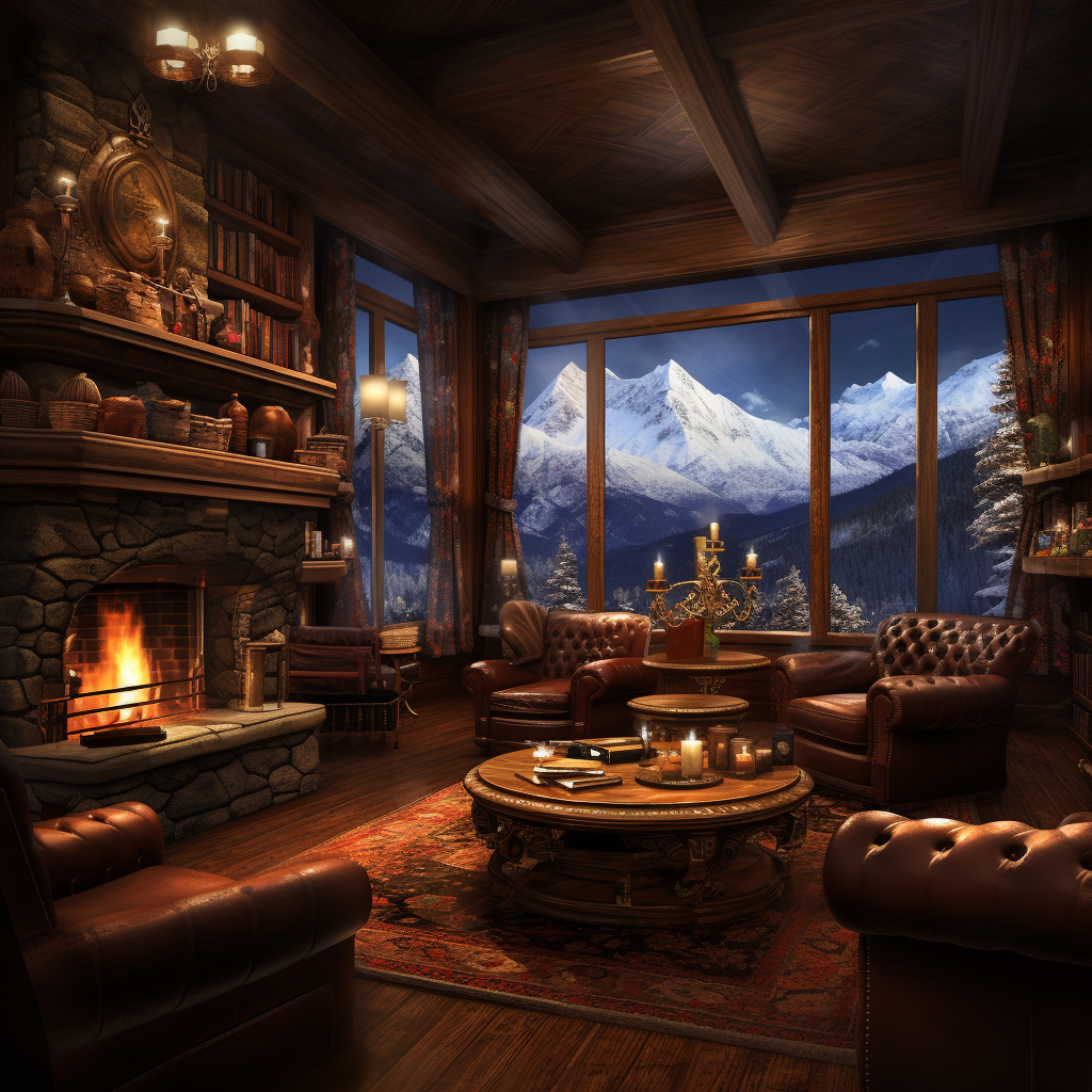 Cozy Luxury Cigar Room Snow Peak Mountain