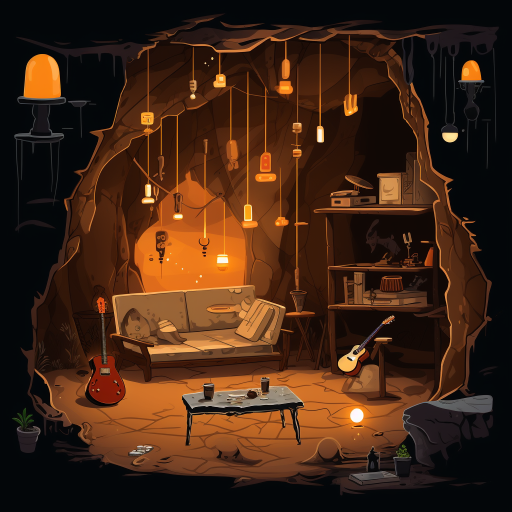 Cozy cave during a rainstorm