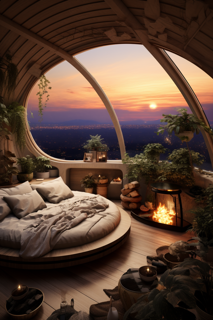 Cozy round rooftop interior decor