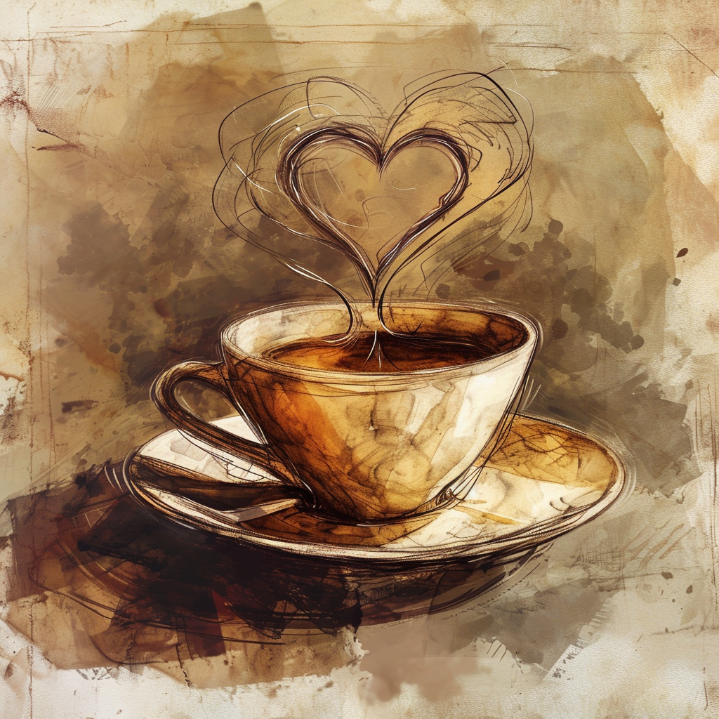 Hand-drawn coffee steam heart