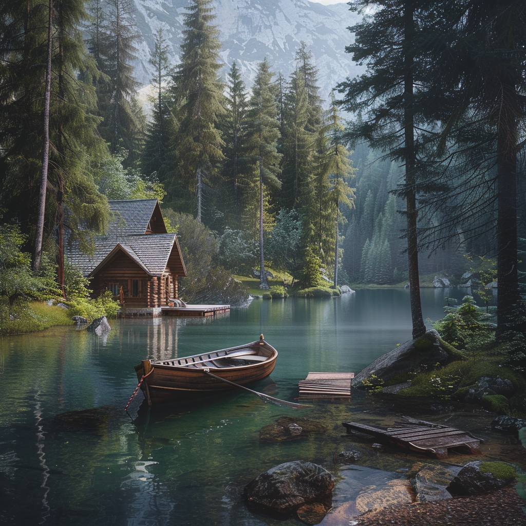 Small cozy wood cabin by lake