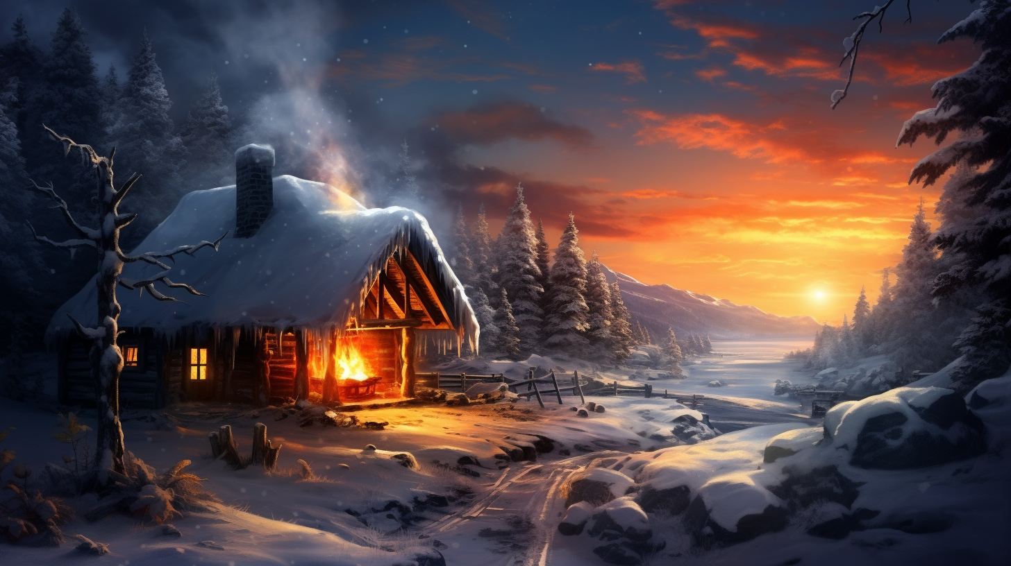 Peaceful scene of fire and ice