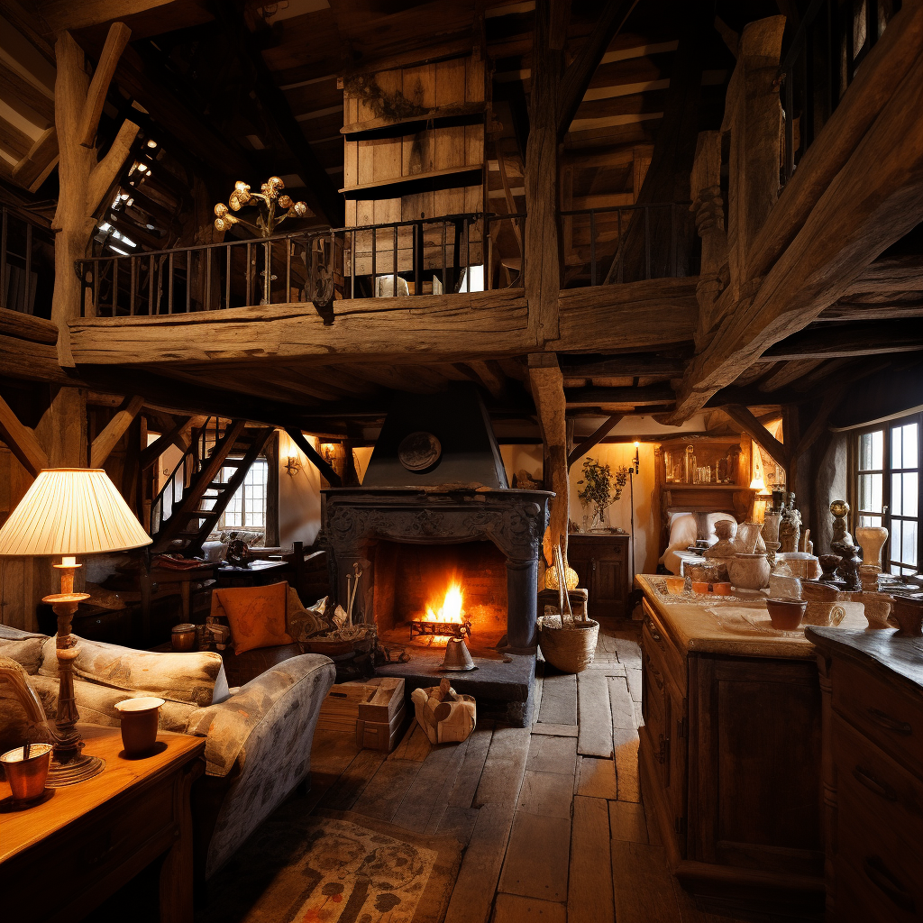 Inviting room with grand windows overlooking the forest