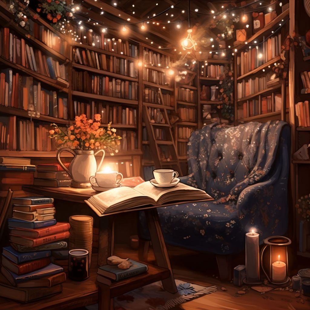 Quiet and Cozy Bookstore Nook Illustration