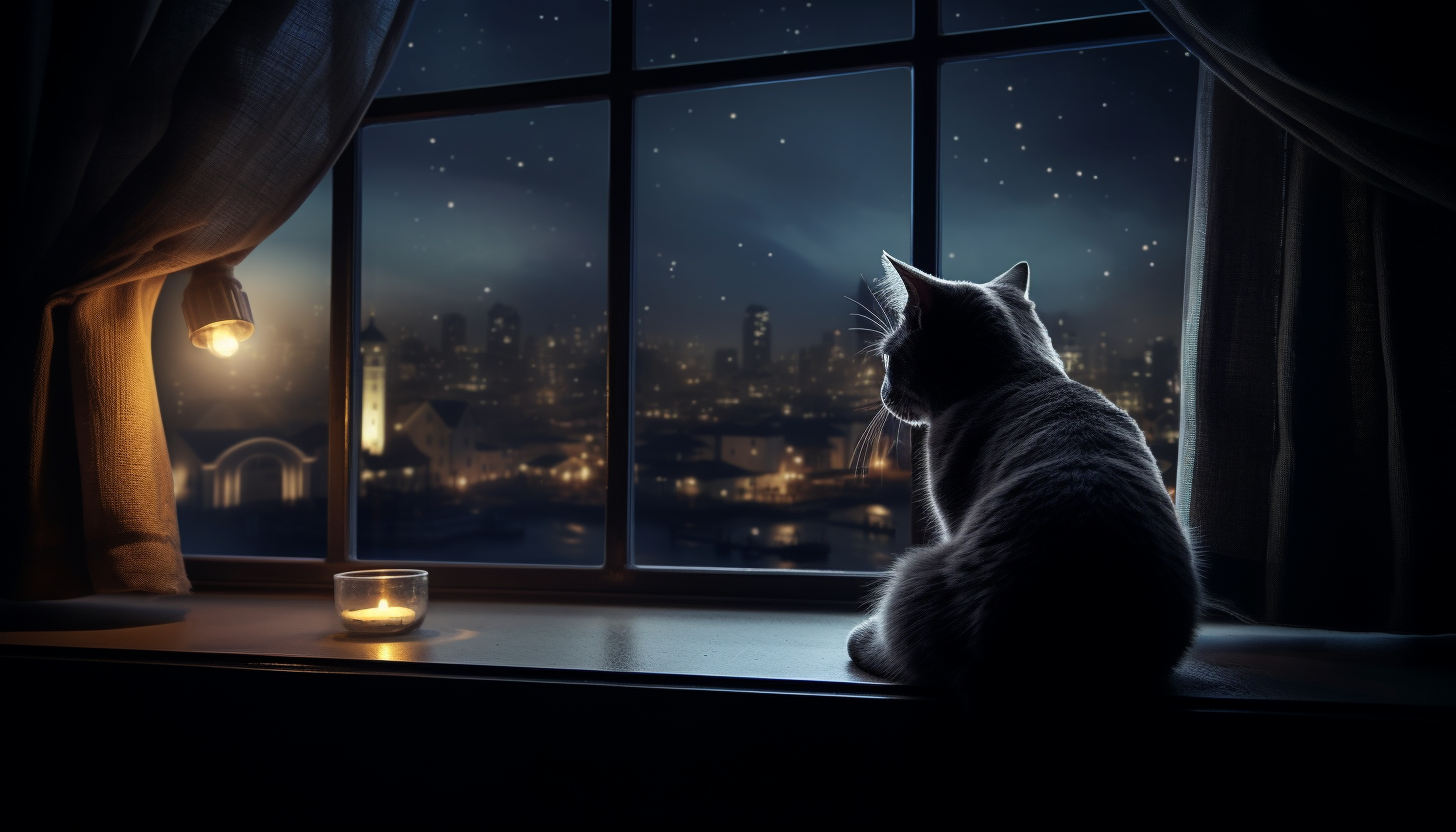 Gray British Shorthair Cat on City View Window