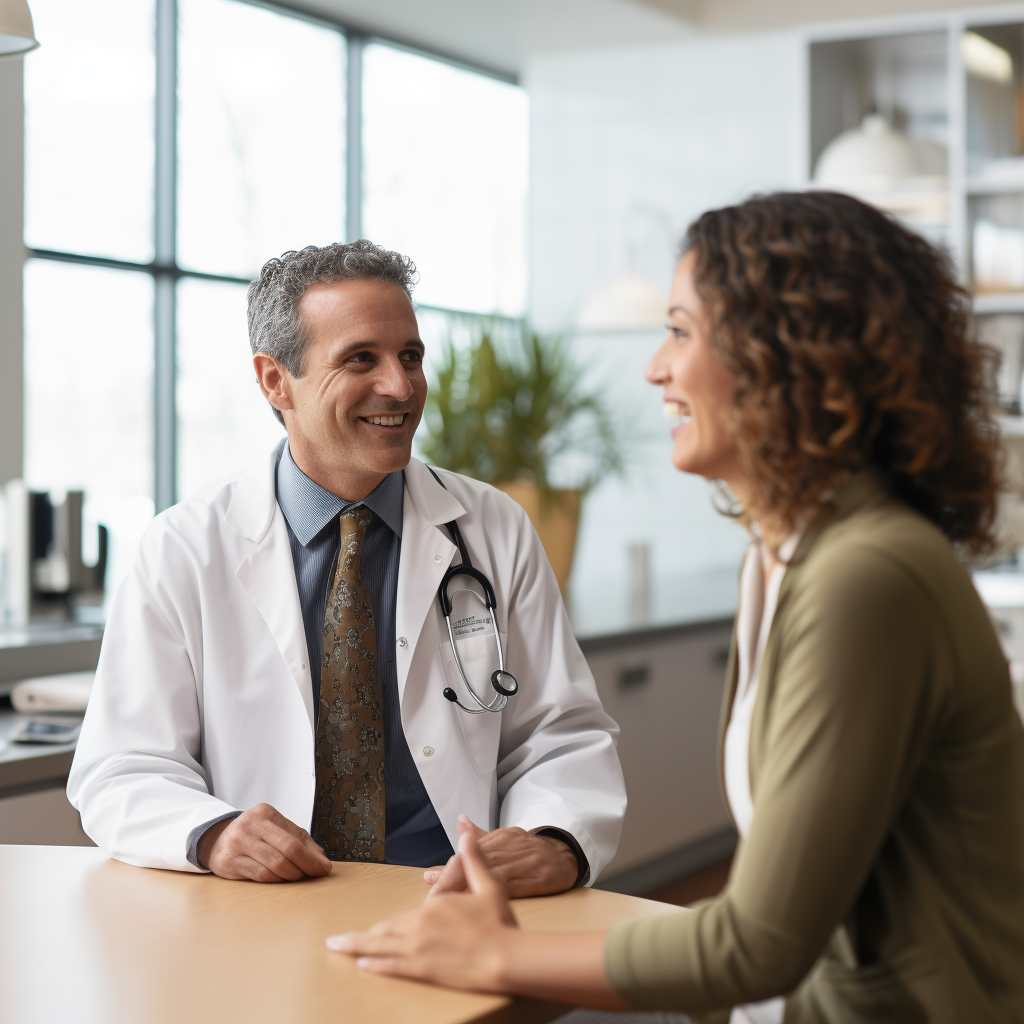 Supportive doctor discussing mindful snacking