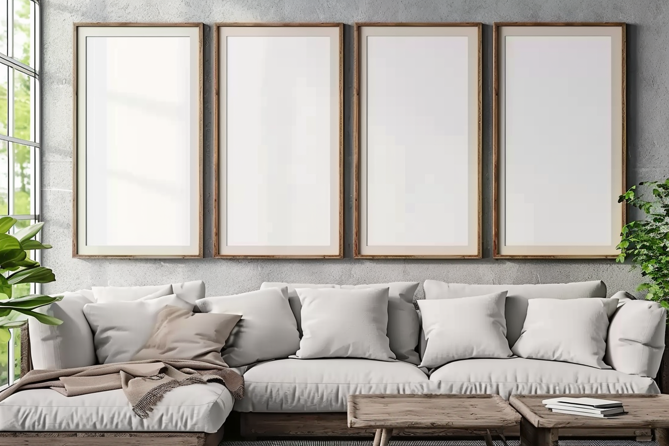 Cozy Homely Room Wooden Frames Mockup