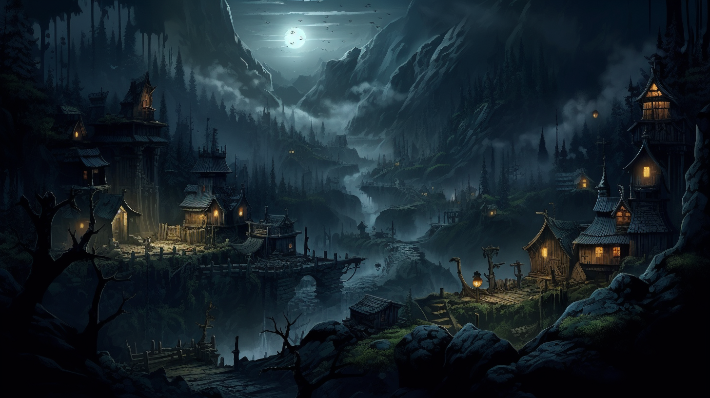 Cozy Lit-up Forest Town Image