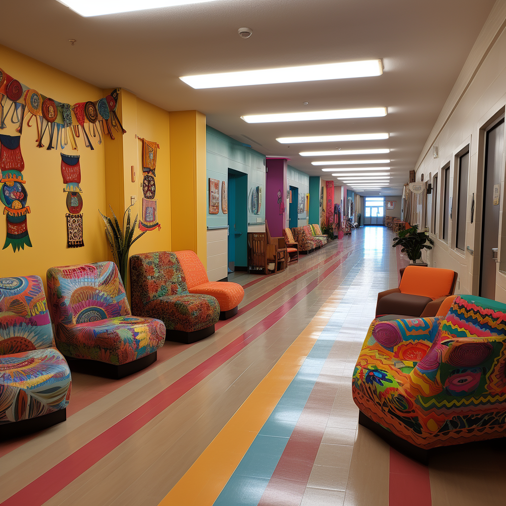 Comfortable public seating with Mexican textiles