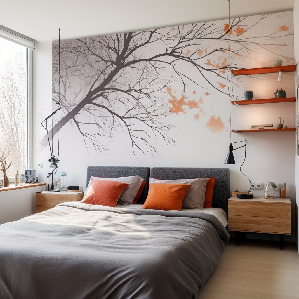 Cozy Modern Bedroom Removable Decal Headboard