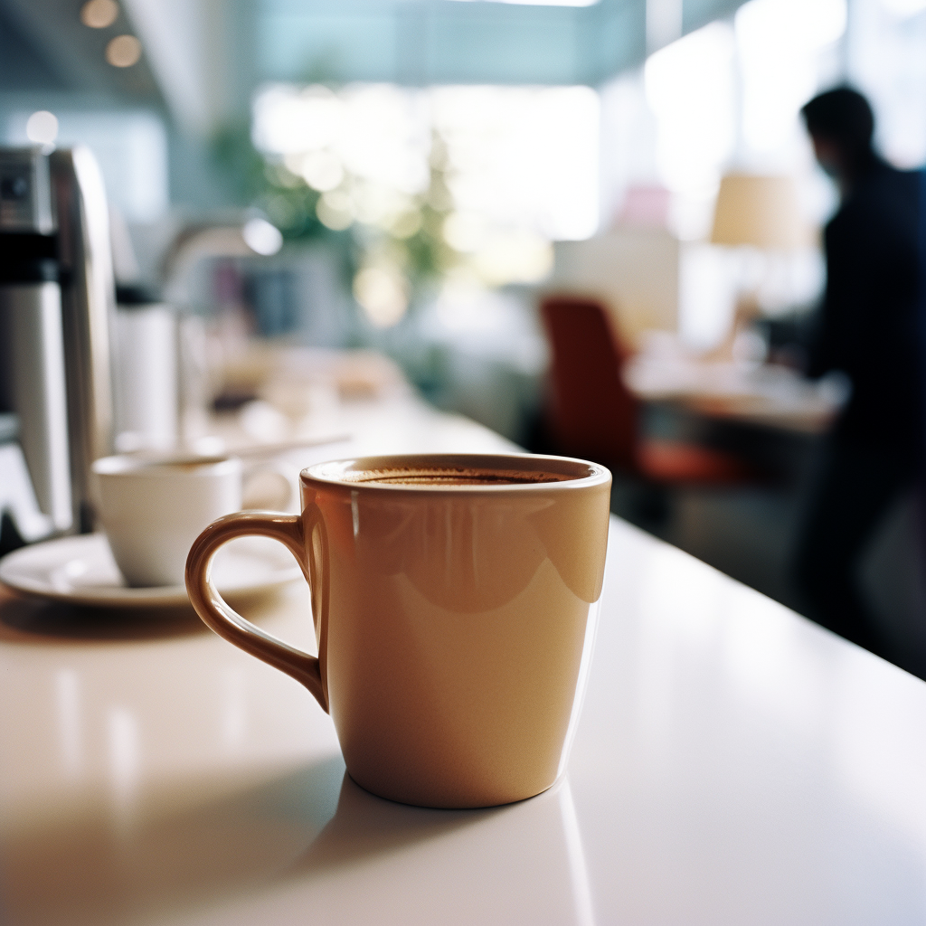 Close-up of Coffee Cup in Cozy Office