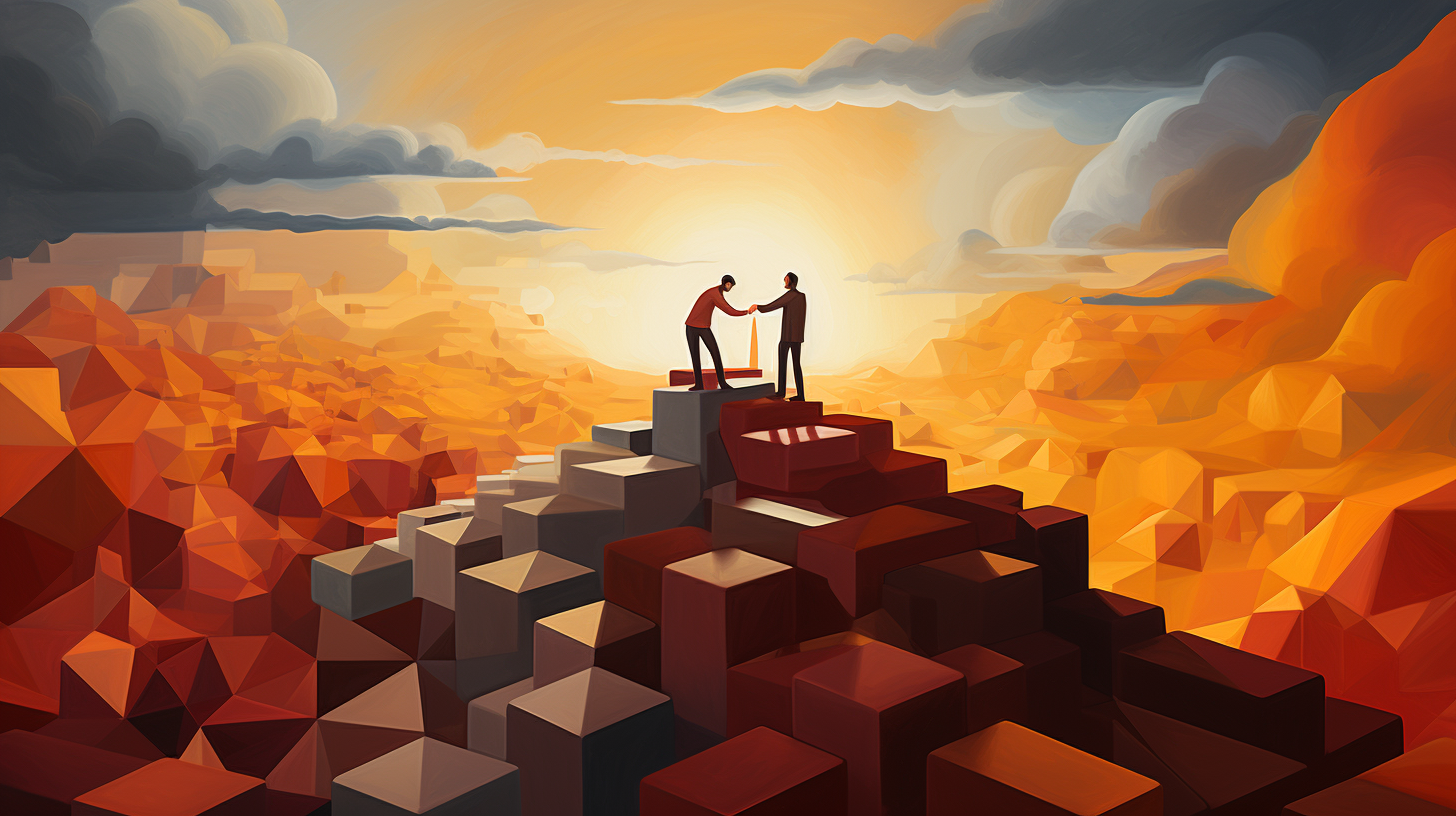 Stylized cozy warm colors competitive advantage illustration