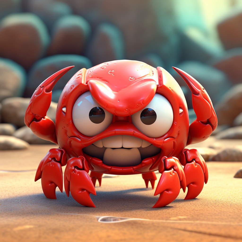 Adorable crab 3D chibi character