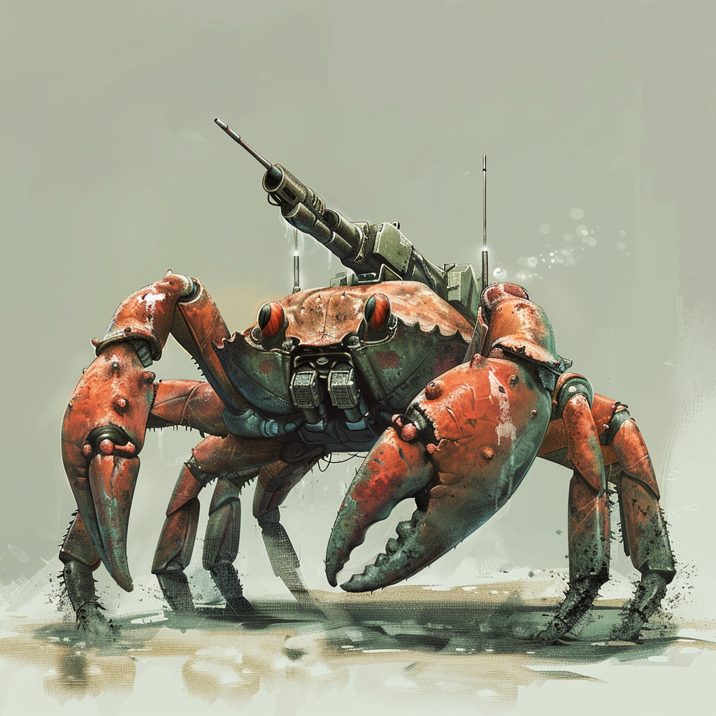 crab tank character with shotgun