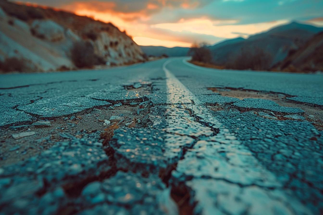 Blurry cracked road image