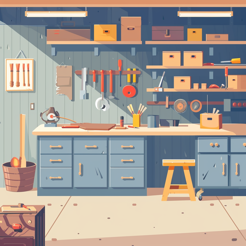 Cartoon Craftsman Workshop Illustration