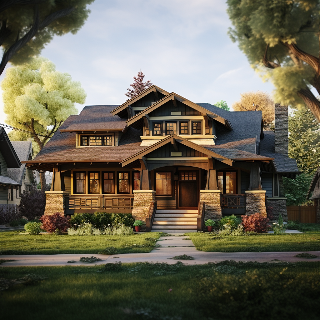 Craftsman house styles in realistic design