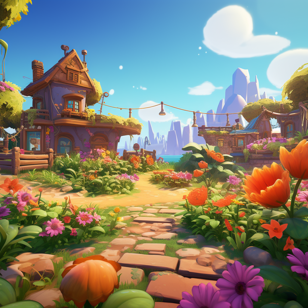 Colorful crash game garden background