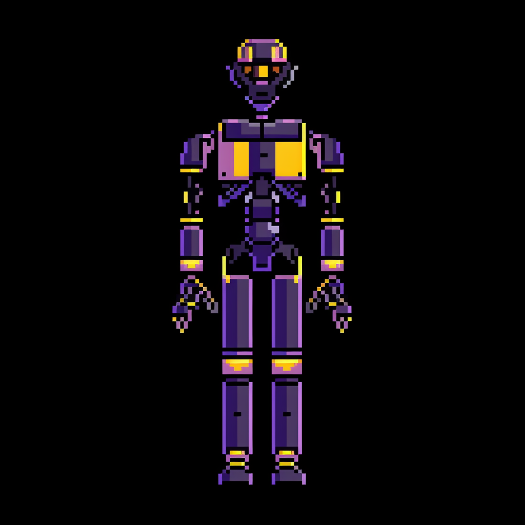 Purple and Yellow Crash Test Dummy