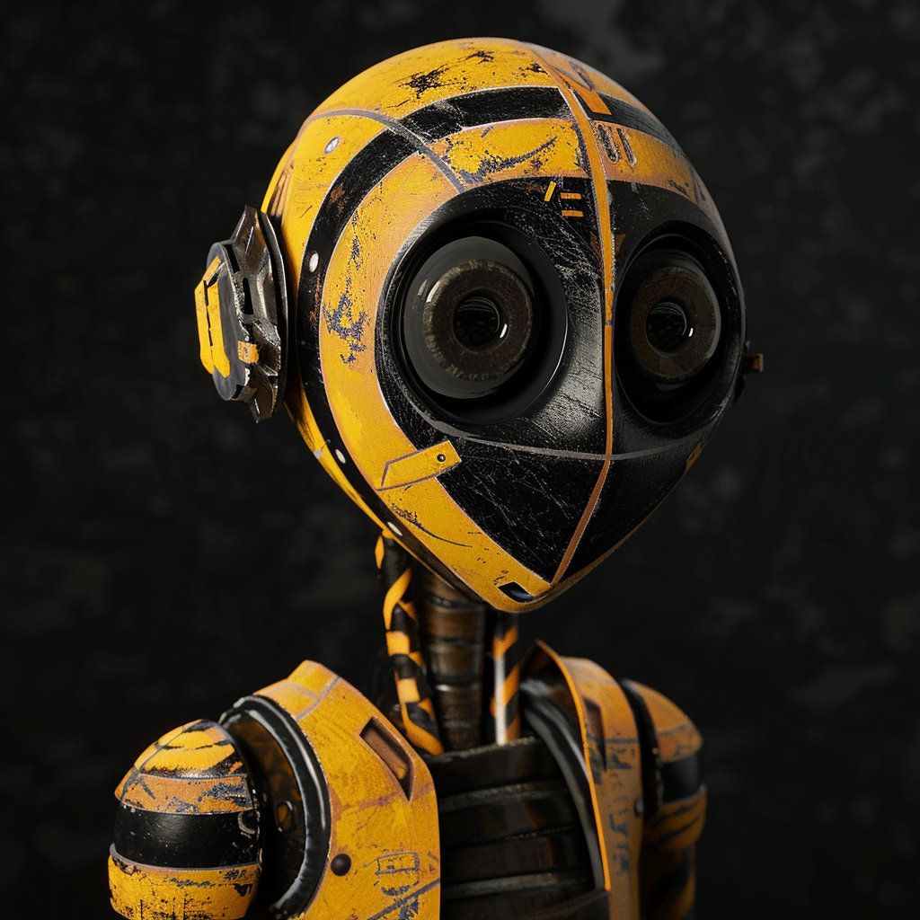 Cute Black Yellow Dummy Robot