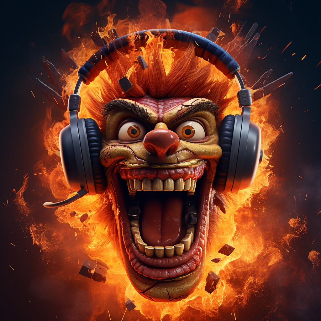 Crash Bandicoot on Fire with Headphones