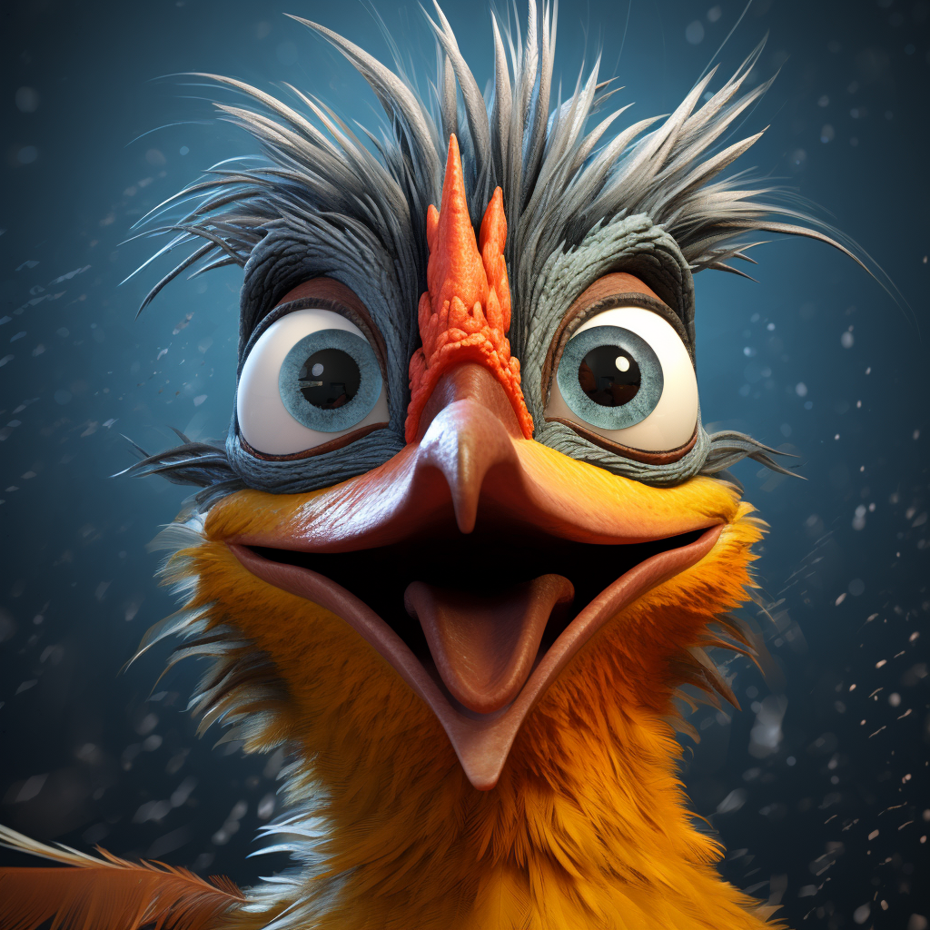 Crazy Cartoon Bird Closeup