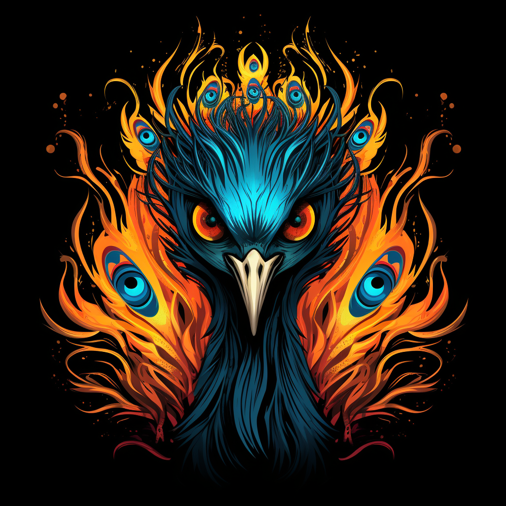 Crazy Peacock on Fire Sticker