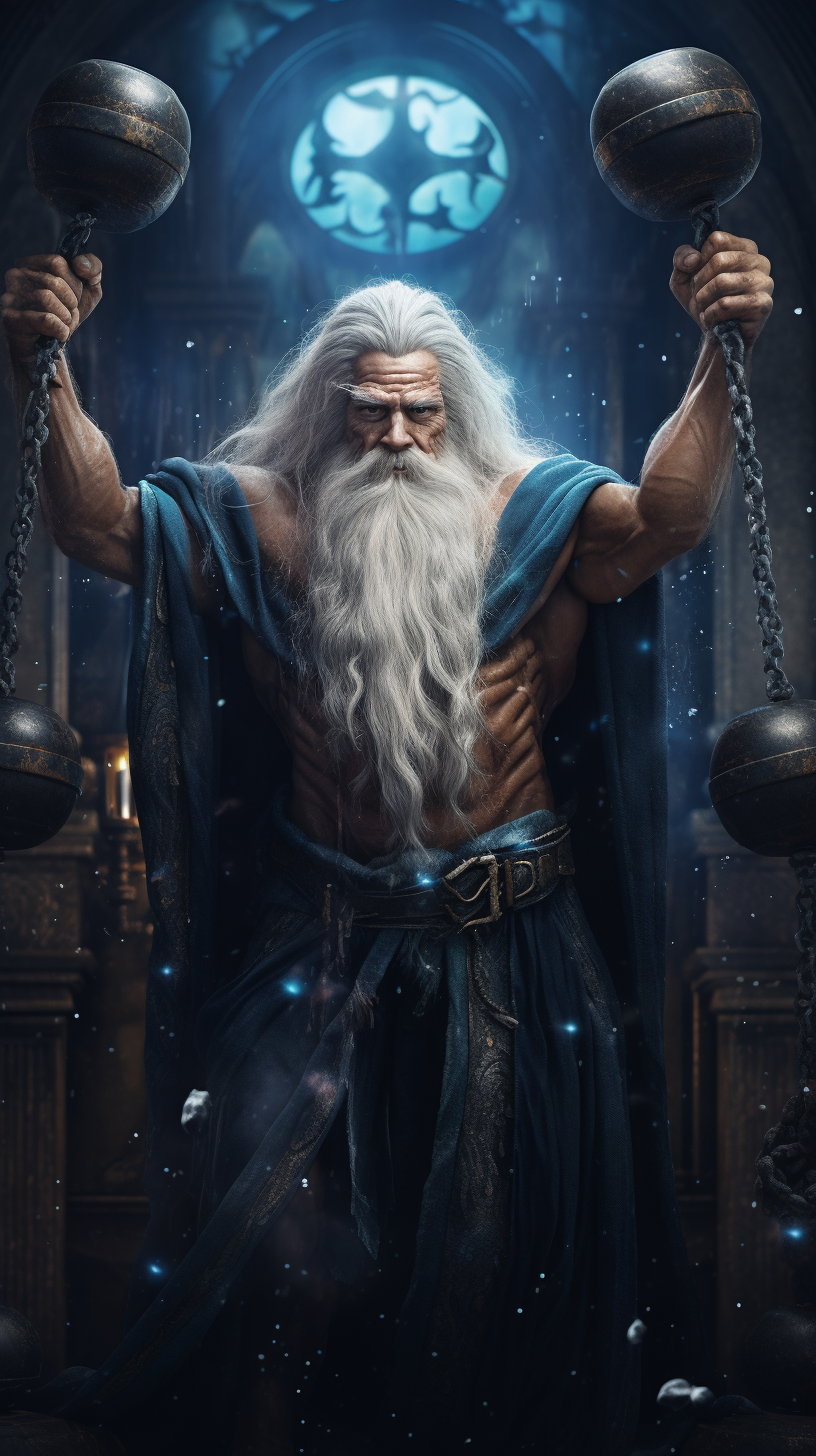 Powerful wizard showcasing strength and magical abilities