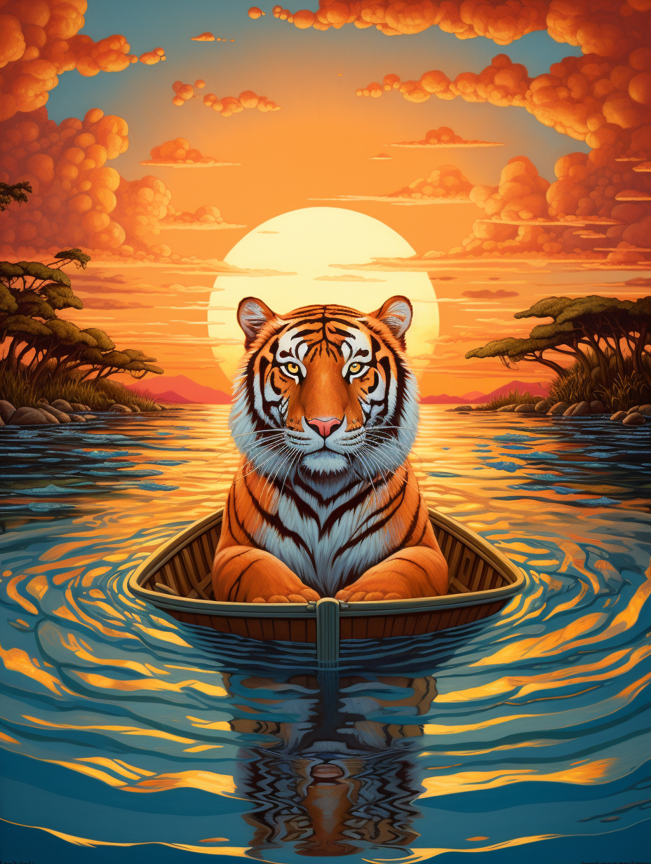 Colorful Tiger in Peaceful Waters