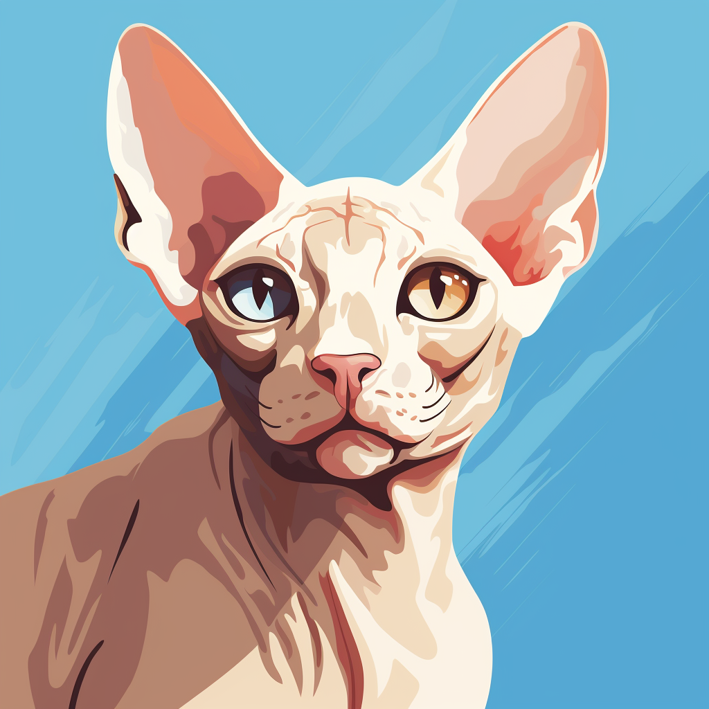 Cream Sphynx Cat with Blue Eyes and Brown Face