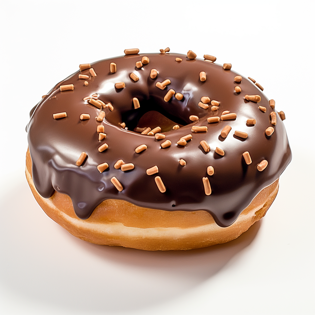 Creamy Chocolate Donut on White Background