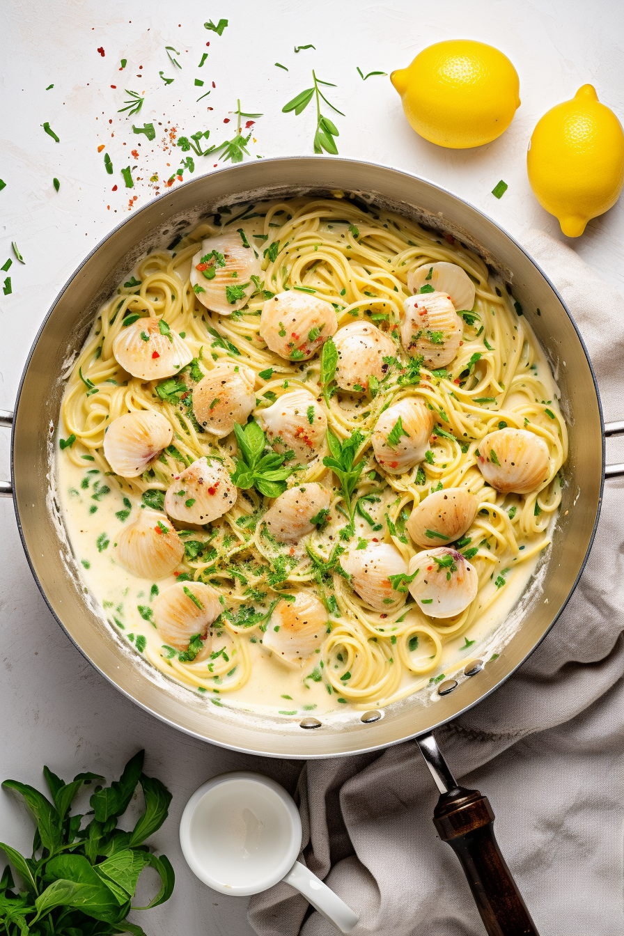 Creamy Scallop Pasta with Lemon & Herbs