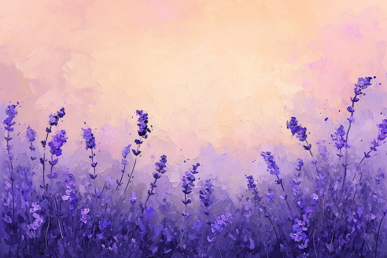 Creamy Texture Background with Pastel Purple Lavender Flowers